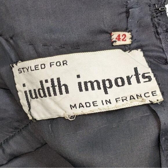 Vintage Judith Imports Black Sequined Sleeveless Dress Made In France Size 42 - Picture 5 of 13